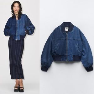Zara denim bomber jacket